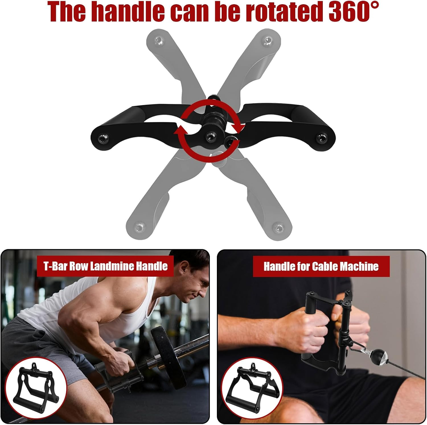 V bar Handle T Bar Row Attachment, Landmine Handle for Barbell, Exercise Machine