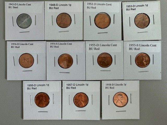 Starter lot of BU Lincoln Cents Great way to start Wheat Cent collecting
