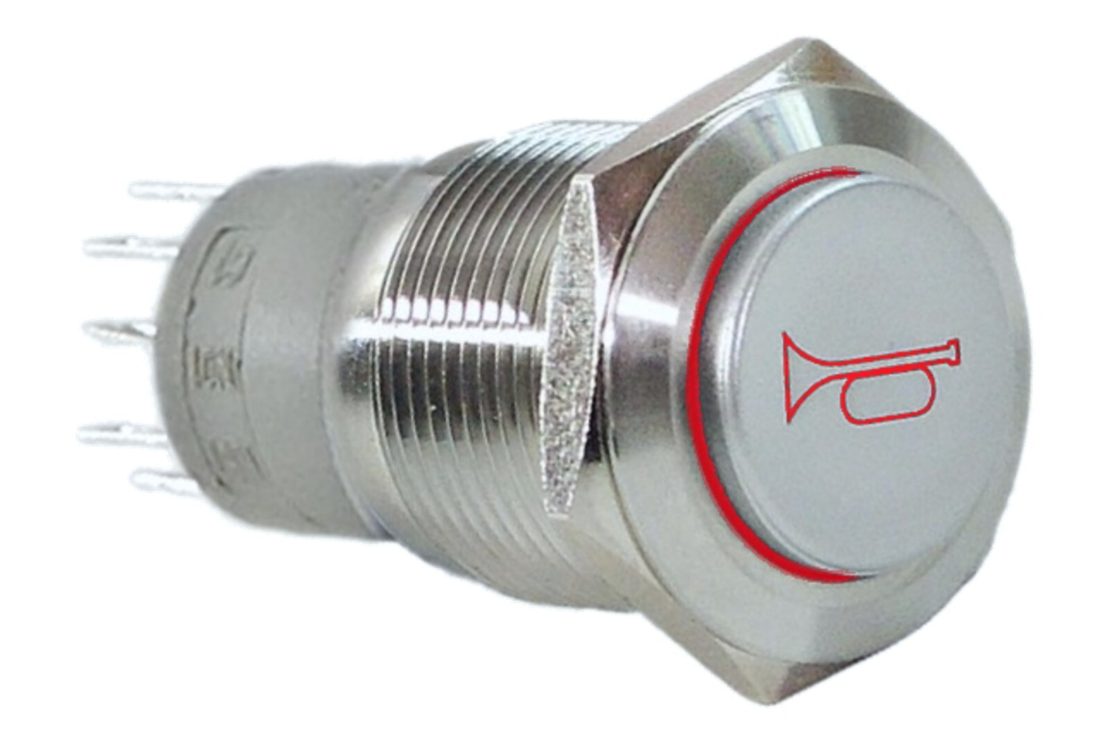 3/4" Car Truck Horn Stainless Steel Push Button Switch w/ Red LED Light 19mm 12V