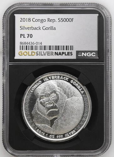 2018 Congo Rep. S5000F Silverback Gorilla PL 70 (S20B-B20)