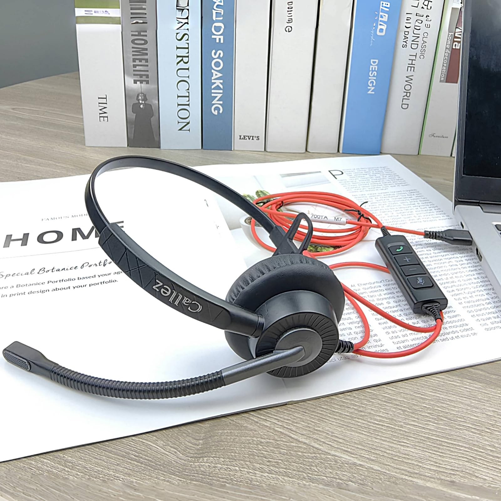 USB Headset with ENC Dual Noise Cancelling Microphone for PC Laptop