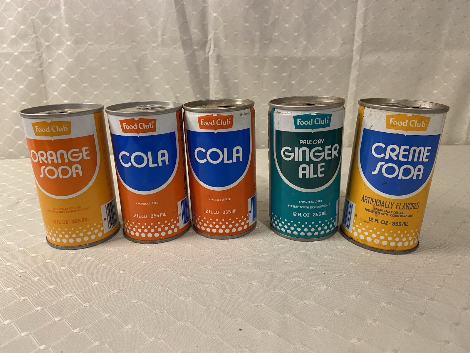 Food Club Steel Soda Pop Can Lot of 5 Vintage