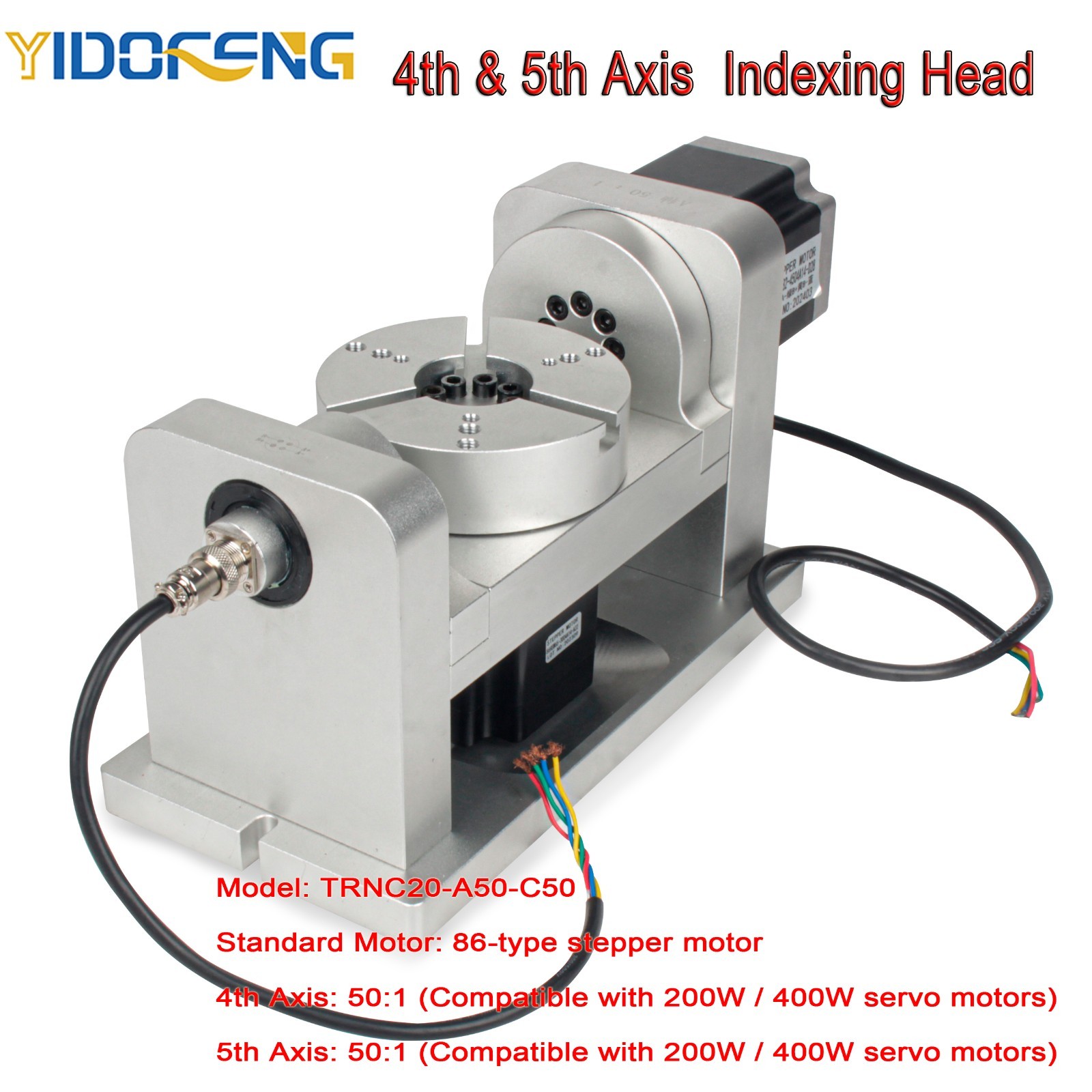 4th & 5th Axis Indexing Head ,50:1 with 86 Stepper Motor for Engraving Machine