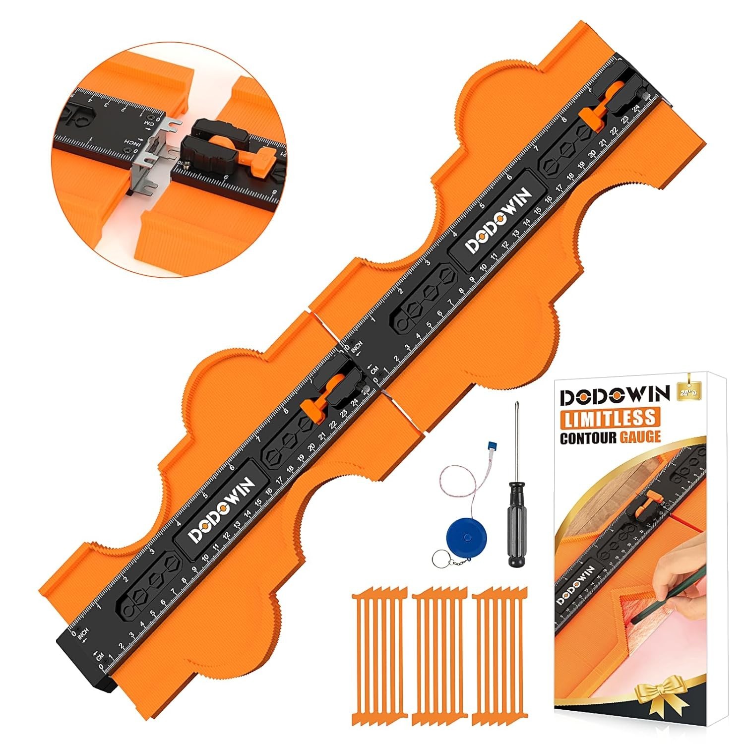 Large 20" Contour Gauge with Lock - Precise Profile Duplicator for Flooring