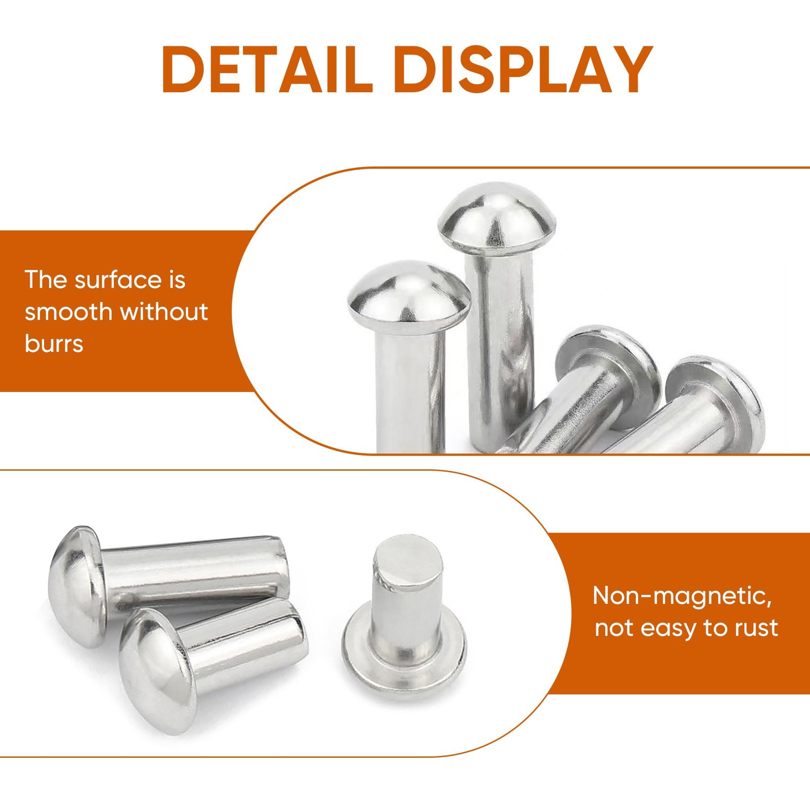 3/16" Diameter X 1/2" Length Solid Aluminum Brazier Head Rivets,Aluminum Boat...