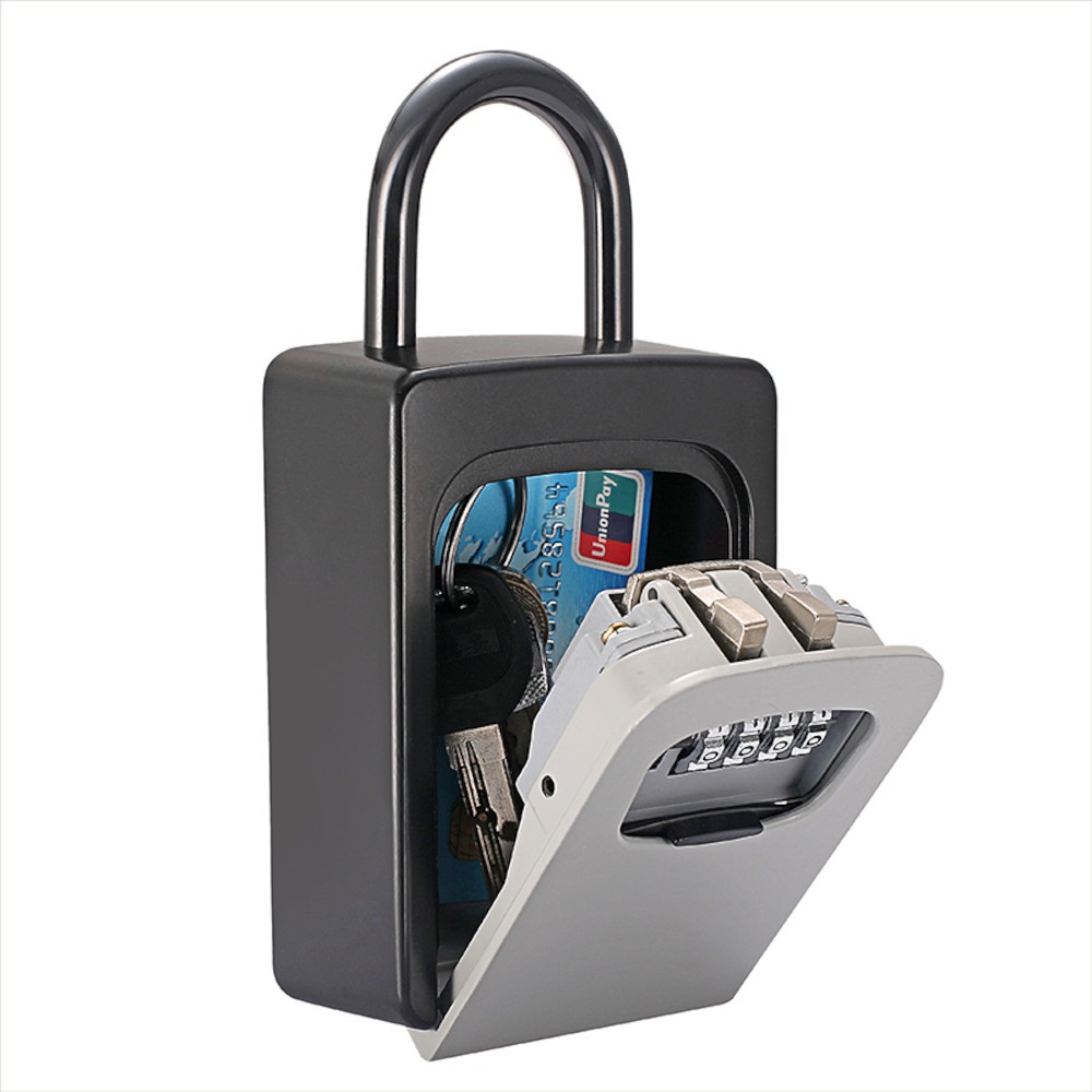 Lock Box Over-the-knob Door Handle Security Safe 4-Digit Combo 6 Key Waterproof
