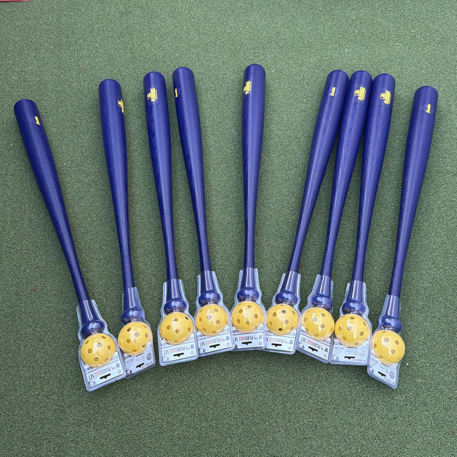 (LOT OF 9) Franklin MLB Playball 30" Bat/Ball T-Ball Set (Purple/Yellow)