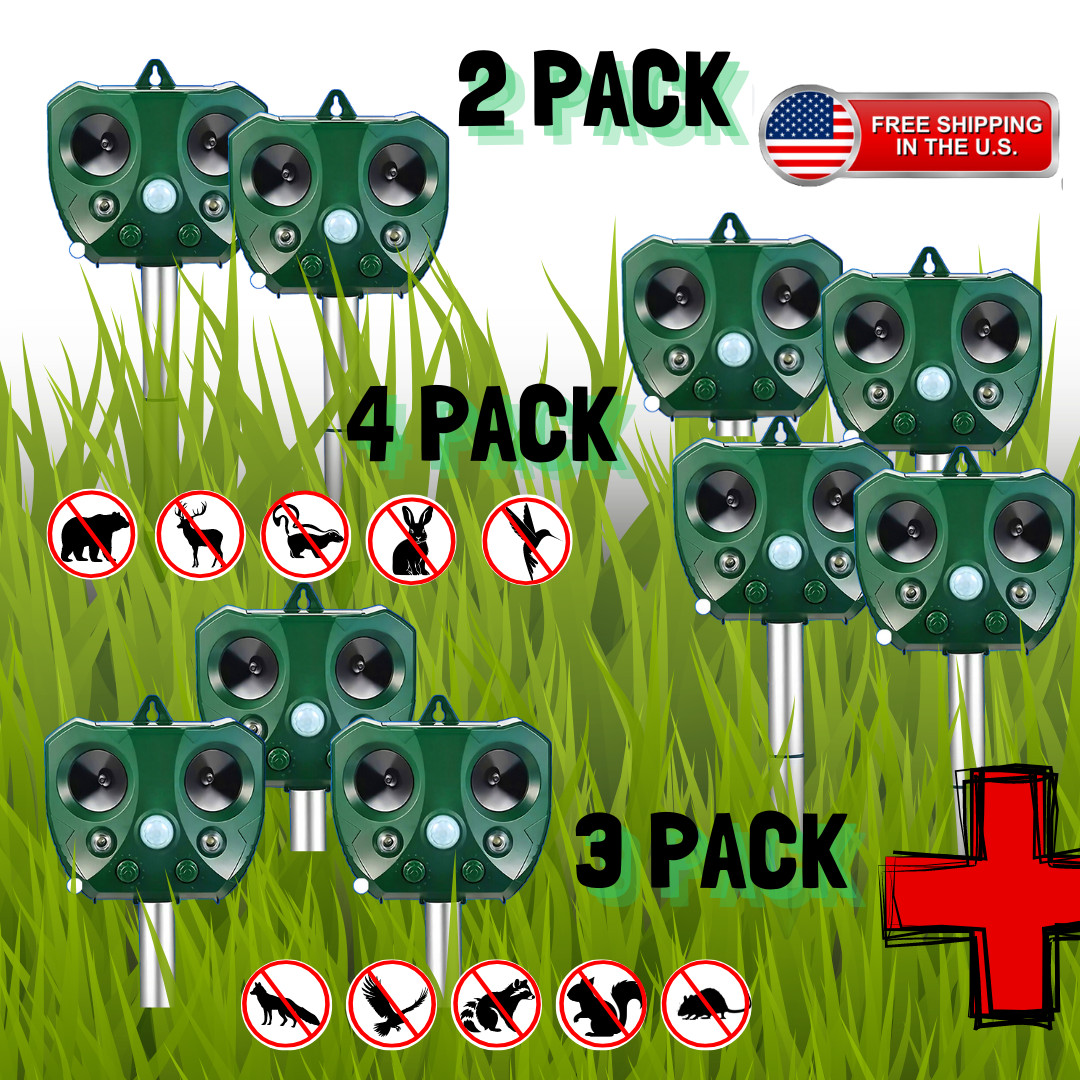 Pack 2/3/4  Upgrade Solar Ultrasonic Animal Repeller Garden Skunk Deer + gift