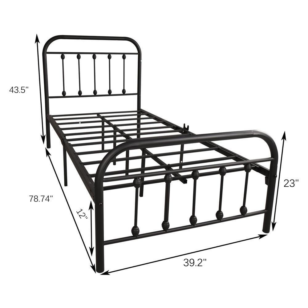Sturdy Twin Size Bed Frame No Box Spring Needed and Noise Free Black