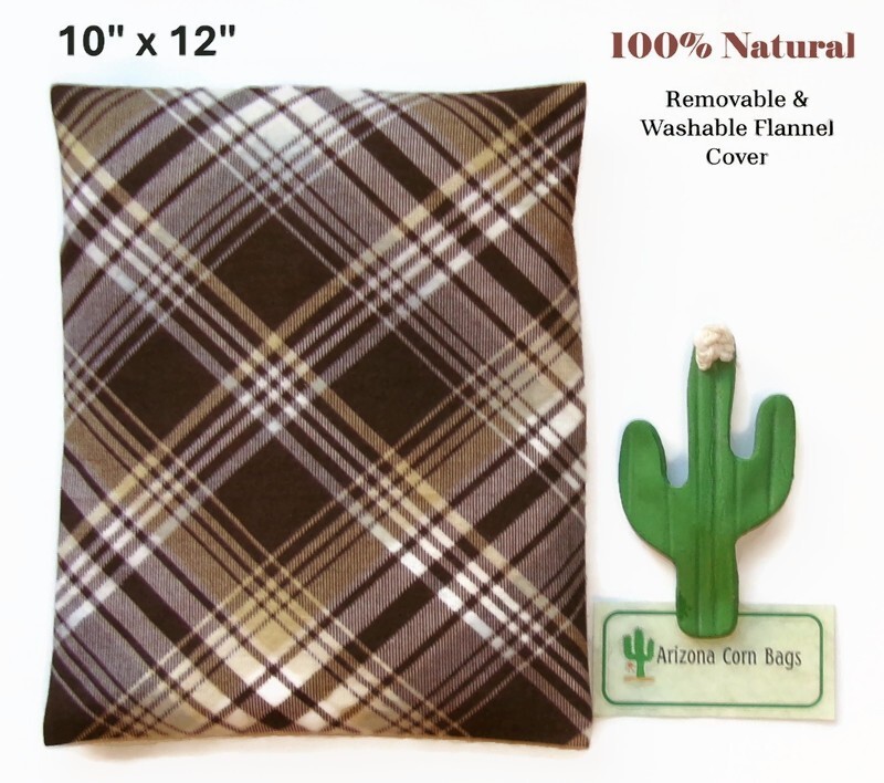 CORN Heating Bag w/WASHABLE Cover 10" x 12" Sectioned~ LOWER BACK~100% Natural!