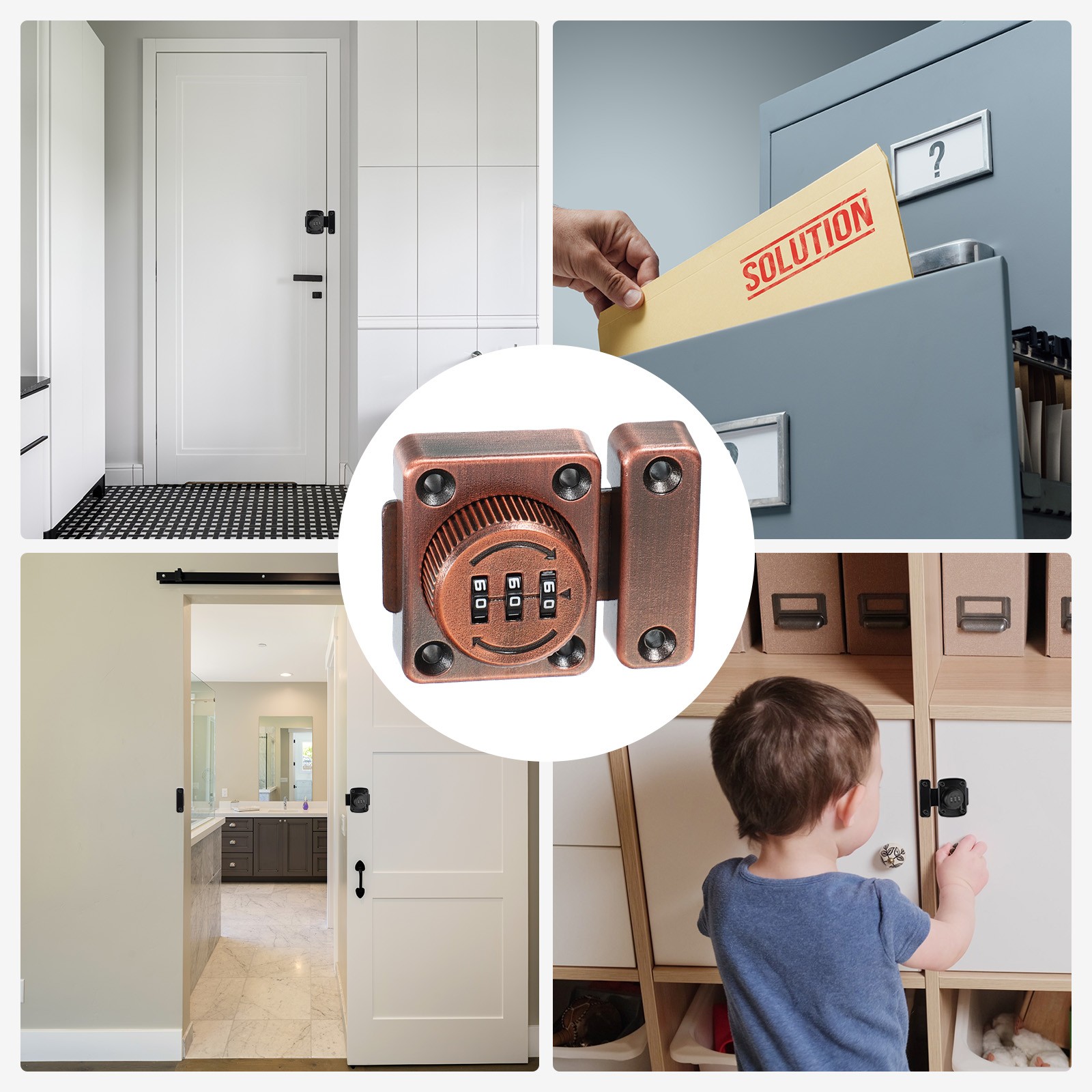 2Pcs 3 Digit Combination Lock for Copper Single Way Wardrobe