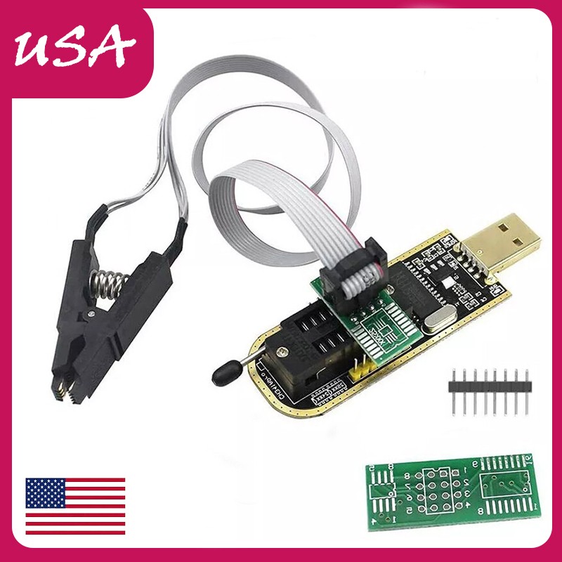 SOP8 Test Clip and CH341A USB Programmer Flash 24 25 EEPROM BIOS Writer SPI USB