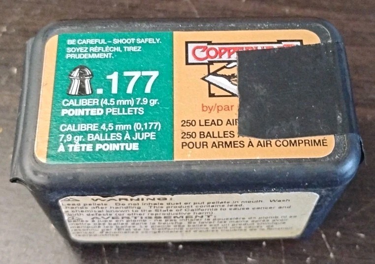 Vintage Copperhead 218 Count .177 Caliber Pointed Field Pellets (250) READ