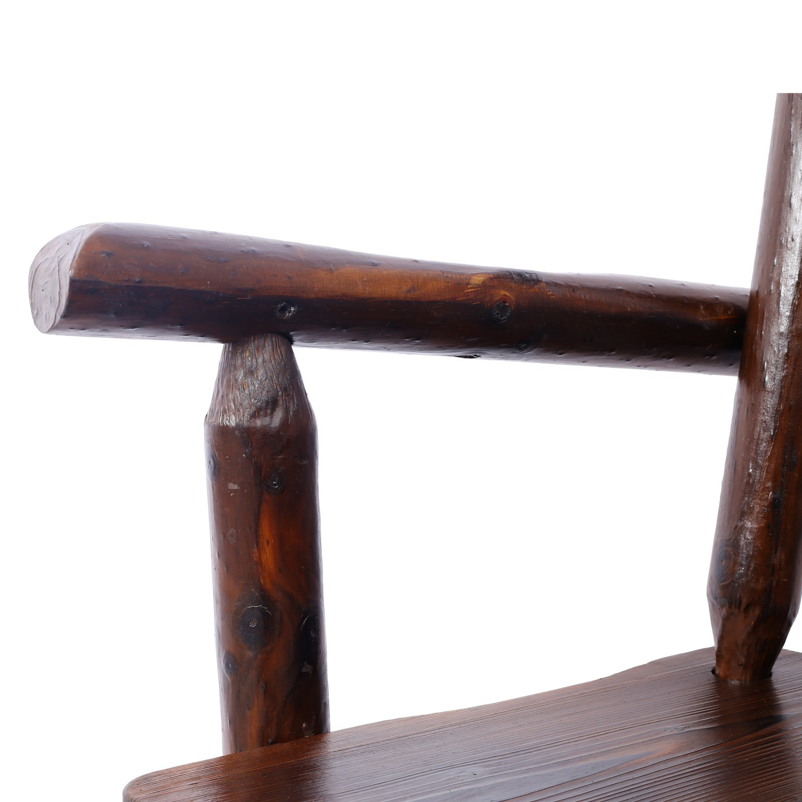 Rustic Fir Wood Bar Stool with Footrest & Wide Armrest, Brown