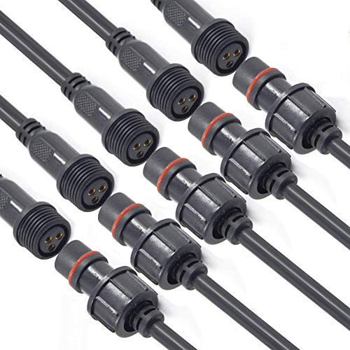 Waterproof Connector 3wire, 16AWG Male Female Plug LED Connector with 3Pin Wa...