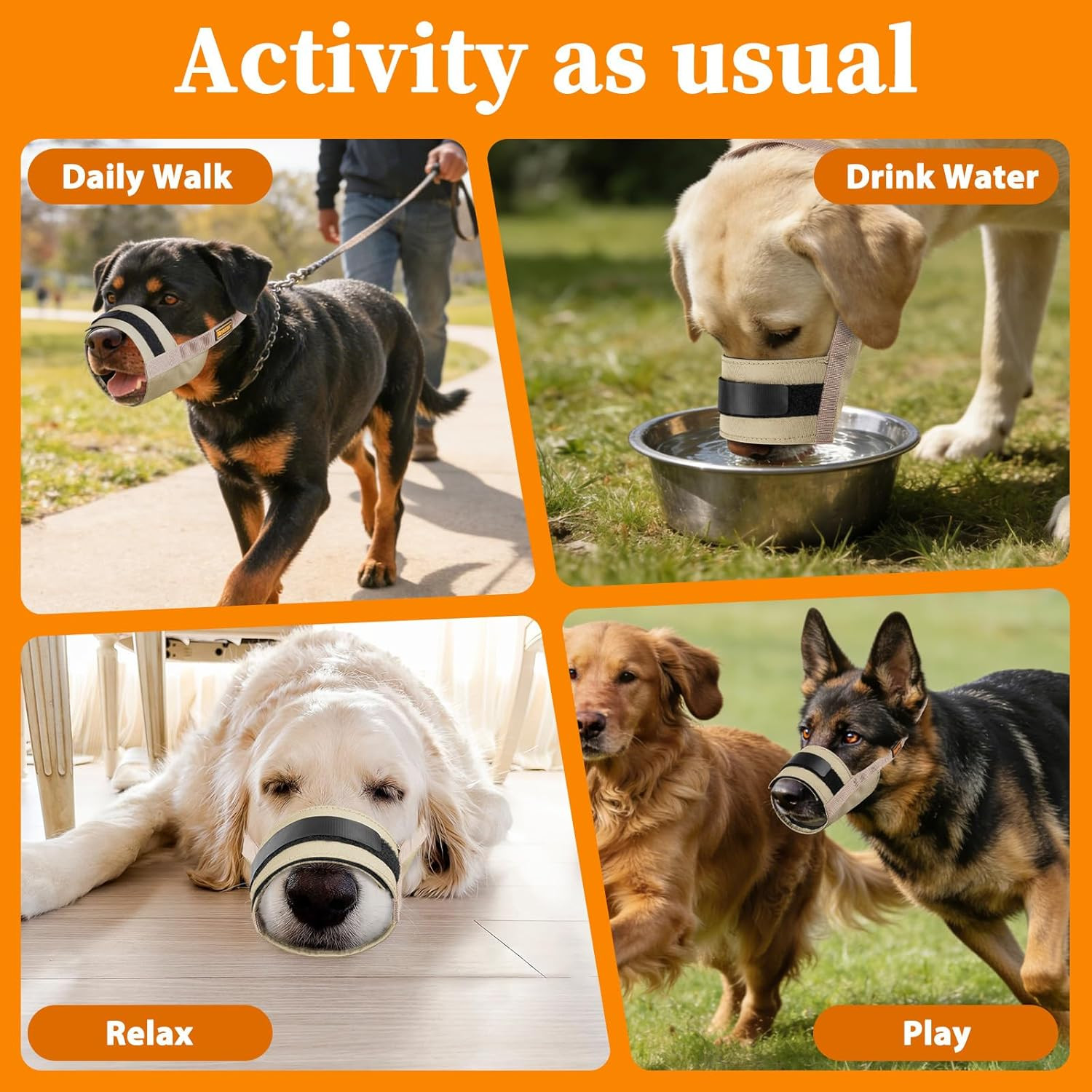Dog Muzzle for Large Medium Small Dogs, Adjustable Fit, Soft & Sturdy Fabric, Pr