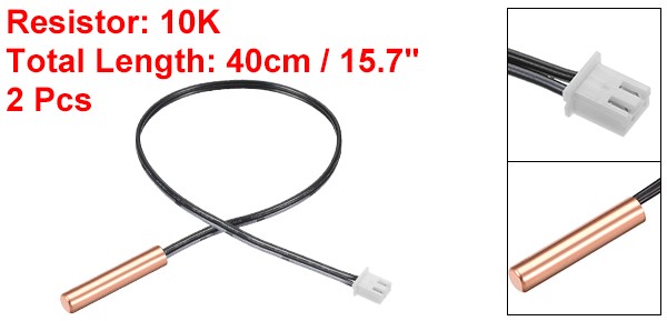 2Pcs 10K NTC Thermistor Probe 15.7" Copper Sensitive Temperature Sensor