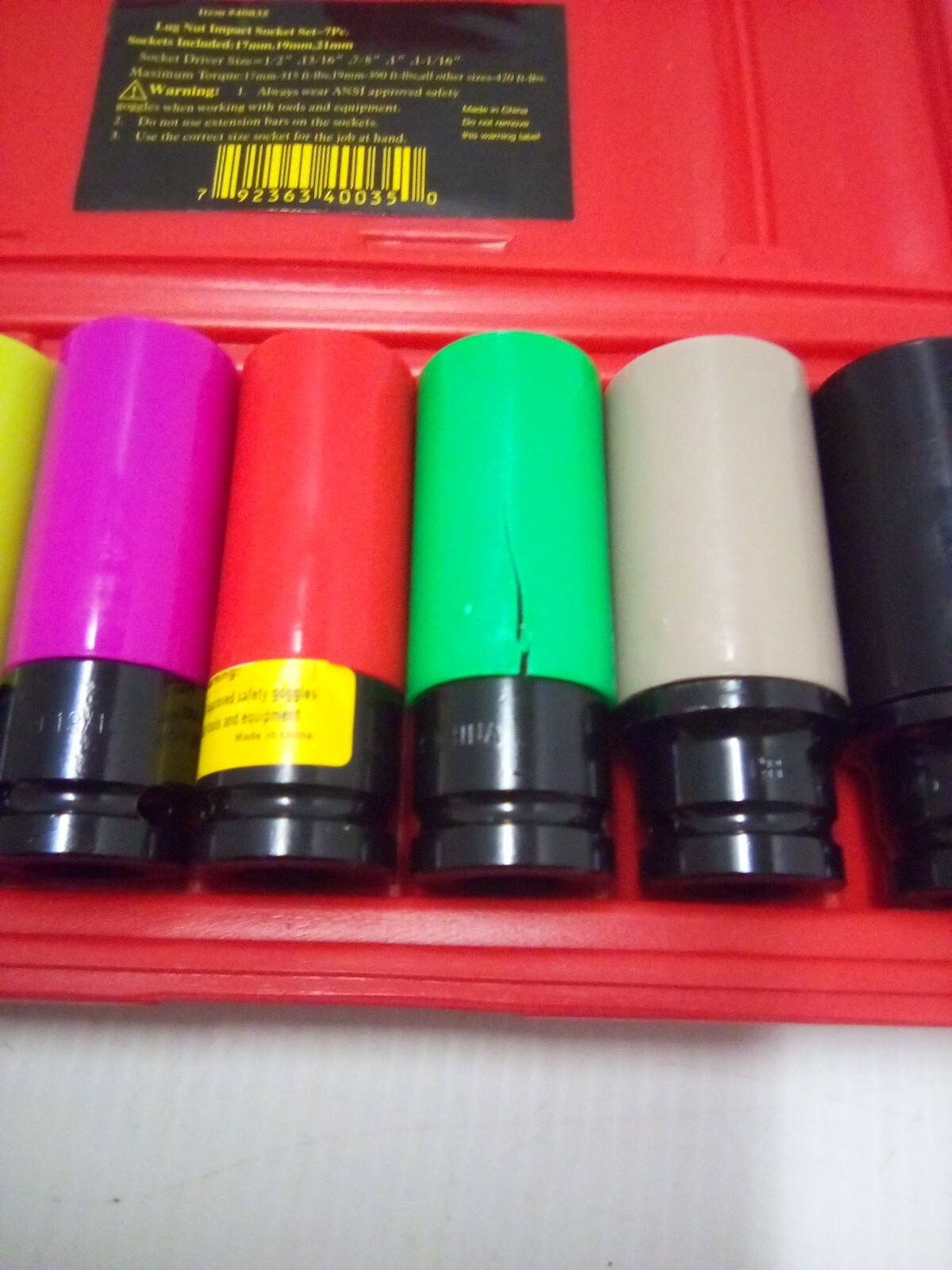 7 pc. Lugnut Service Set with Chrome Protecting Plastic Sleeves, 1/2 Impact