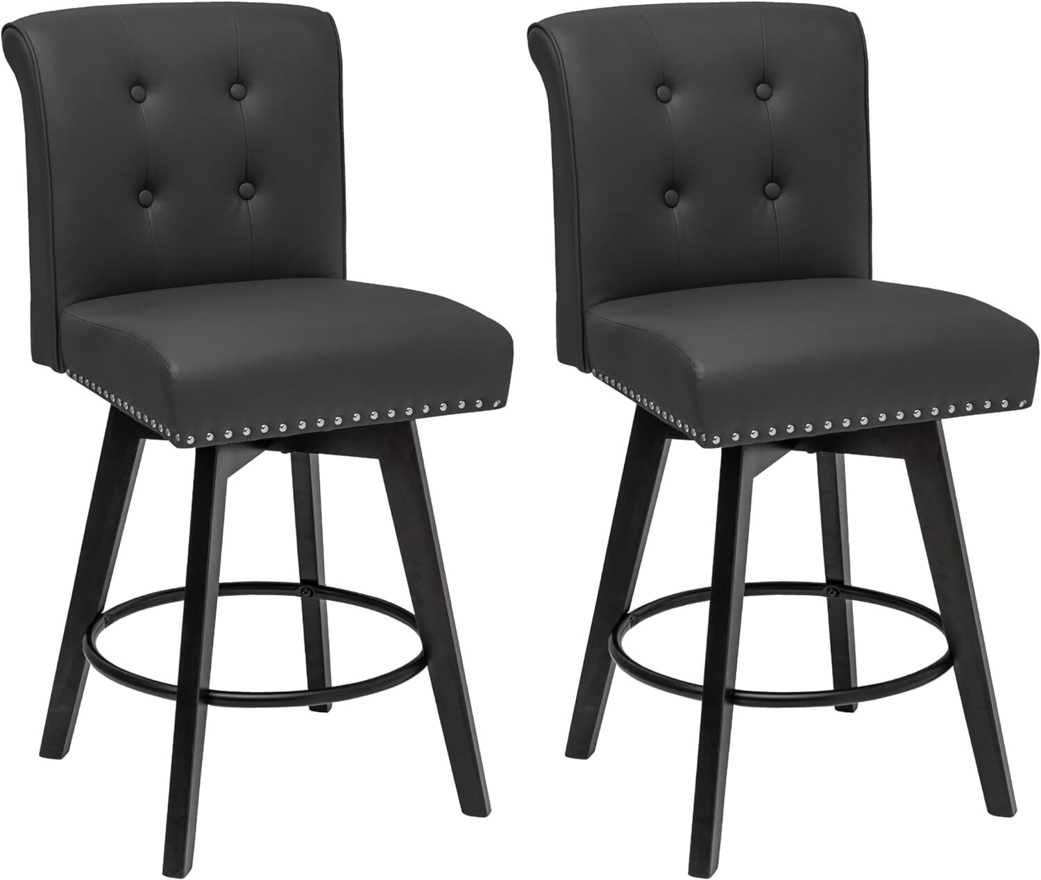 Barnut Counter Stools; 360 Free Swivel Bar Stools with Back