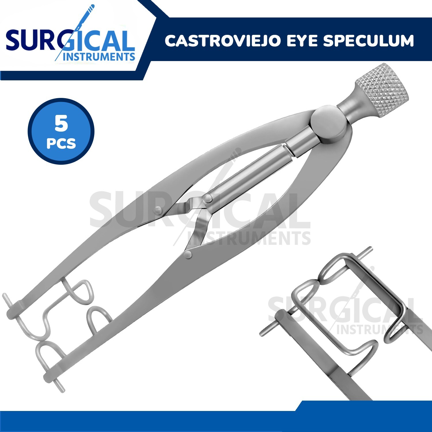 5 Pcs Castroviejo Eye Speculum 4″ Large 18x5mm Fenestrated Ophthalmic German Gr