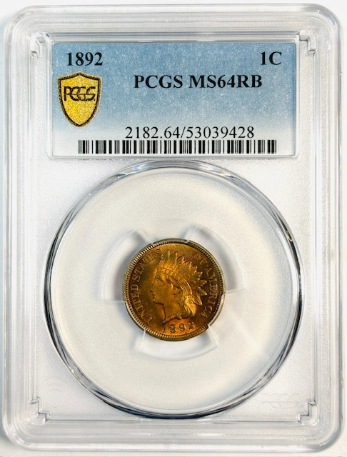 1892 P Small Cents Indian Head PCGS MS-64 RB Red Brown