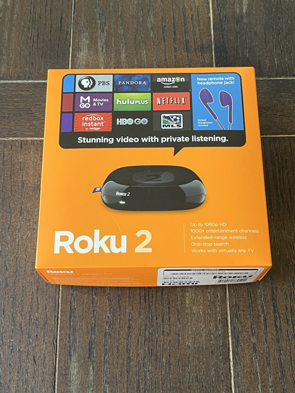Roku 2 Media Streamer W/ Headphone Jack- Black (2720R) New Opened Box