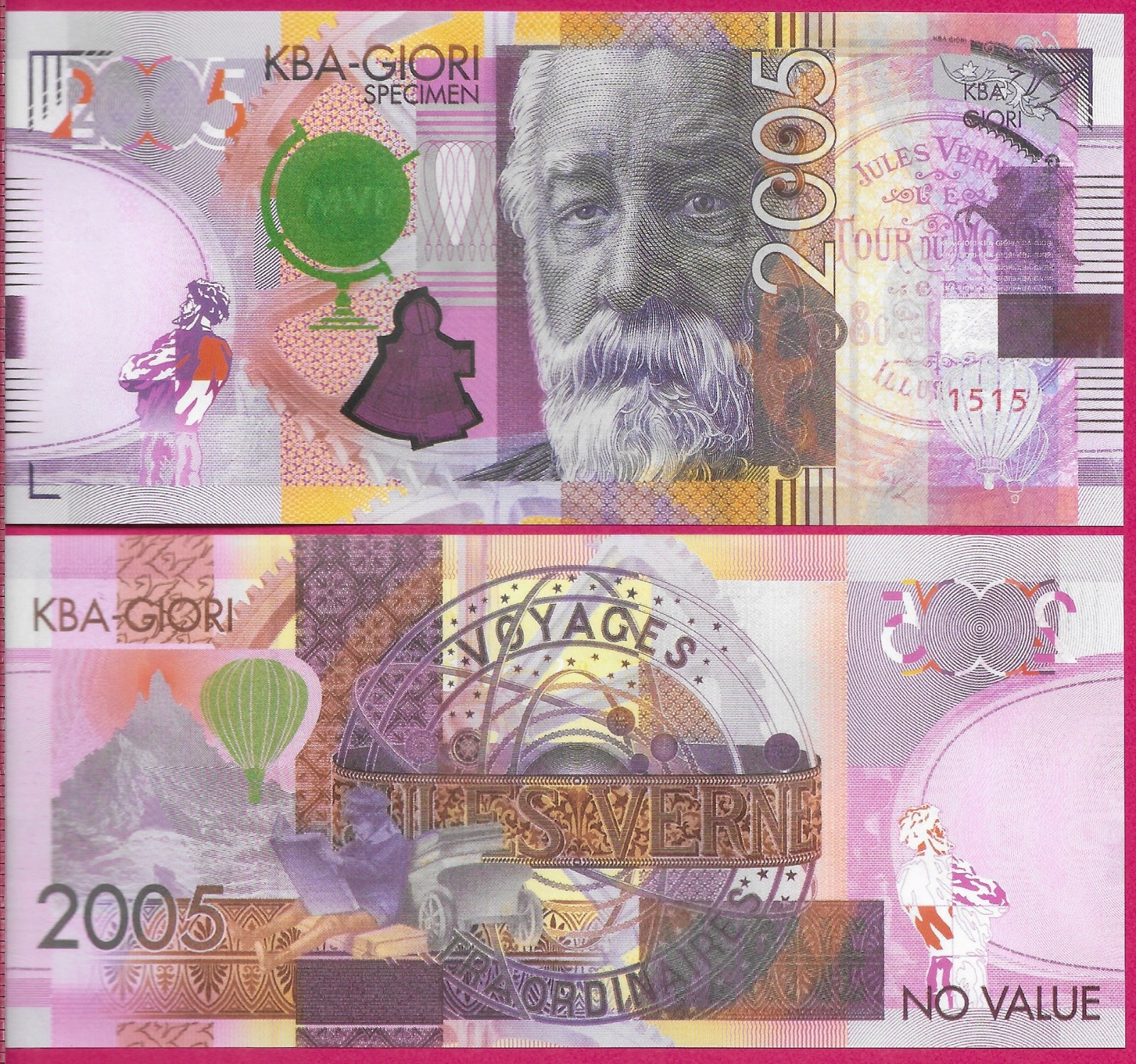 SWITZERLAND KBA-GIORI SPECIMEN 2005 BU,PATTERN AND TRIAL NOTE,NO VALUE,COMMEMORA
