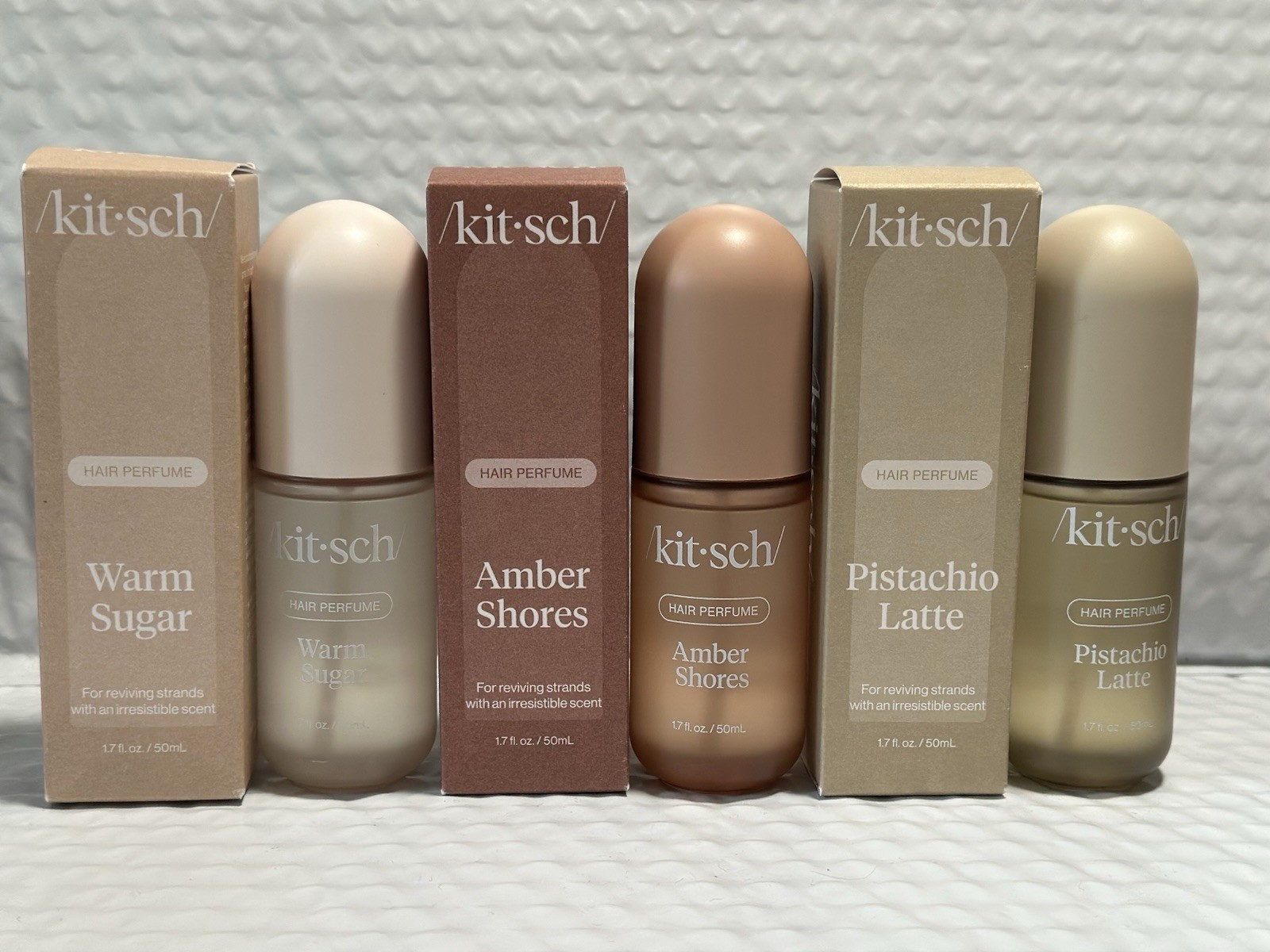 Kitsch Hair Perfume Pistachio, Amber And Warm Sugar  1.7 Oz Each Box ( 3 Pack )