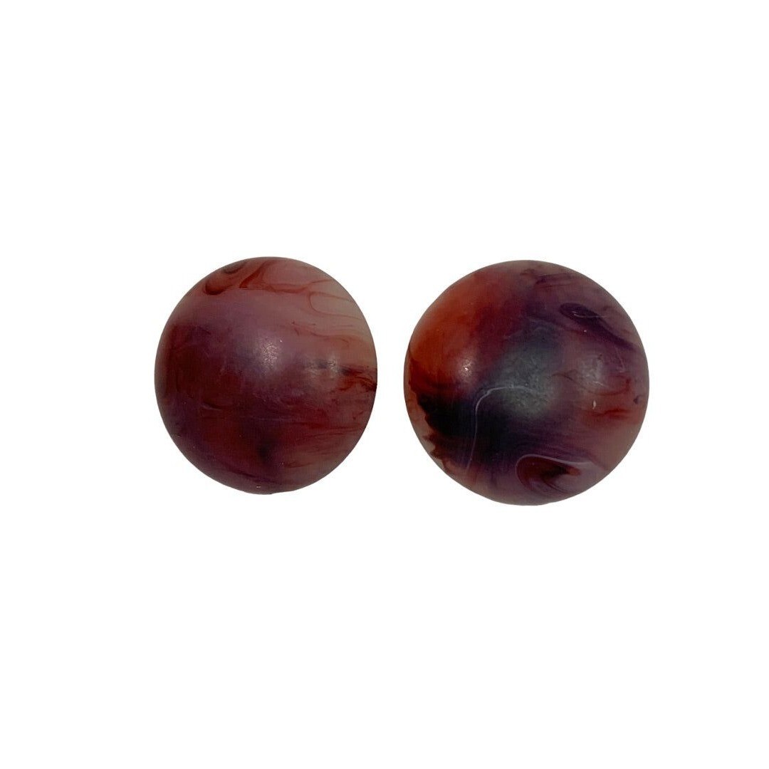 Vintage 1960s Acrylic Post Pierced Round Dome Earrings Amethyst Color Swirl 1" D