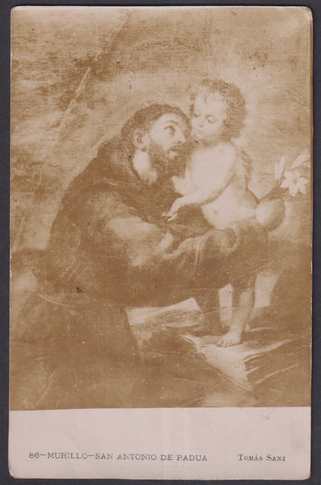 Holy card antique postale de San Antonio de Padua santino image pieuses estampa