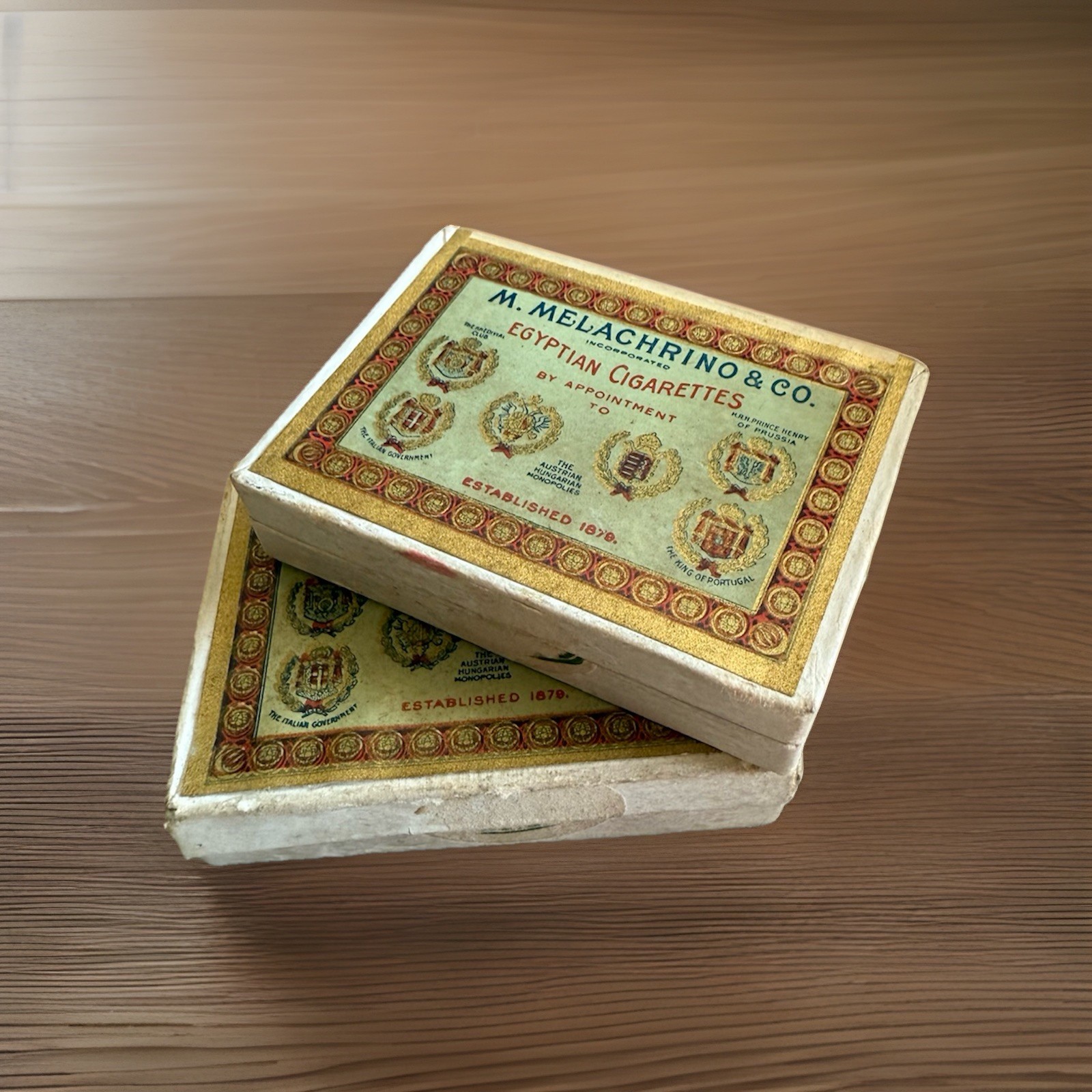 2 Antique M. MELACHRINO & CO Egyptian Cigarette Boxes, C1900