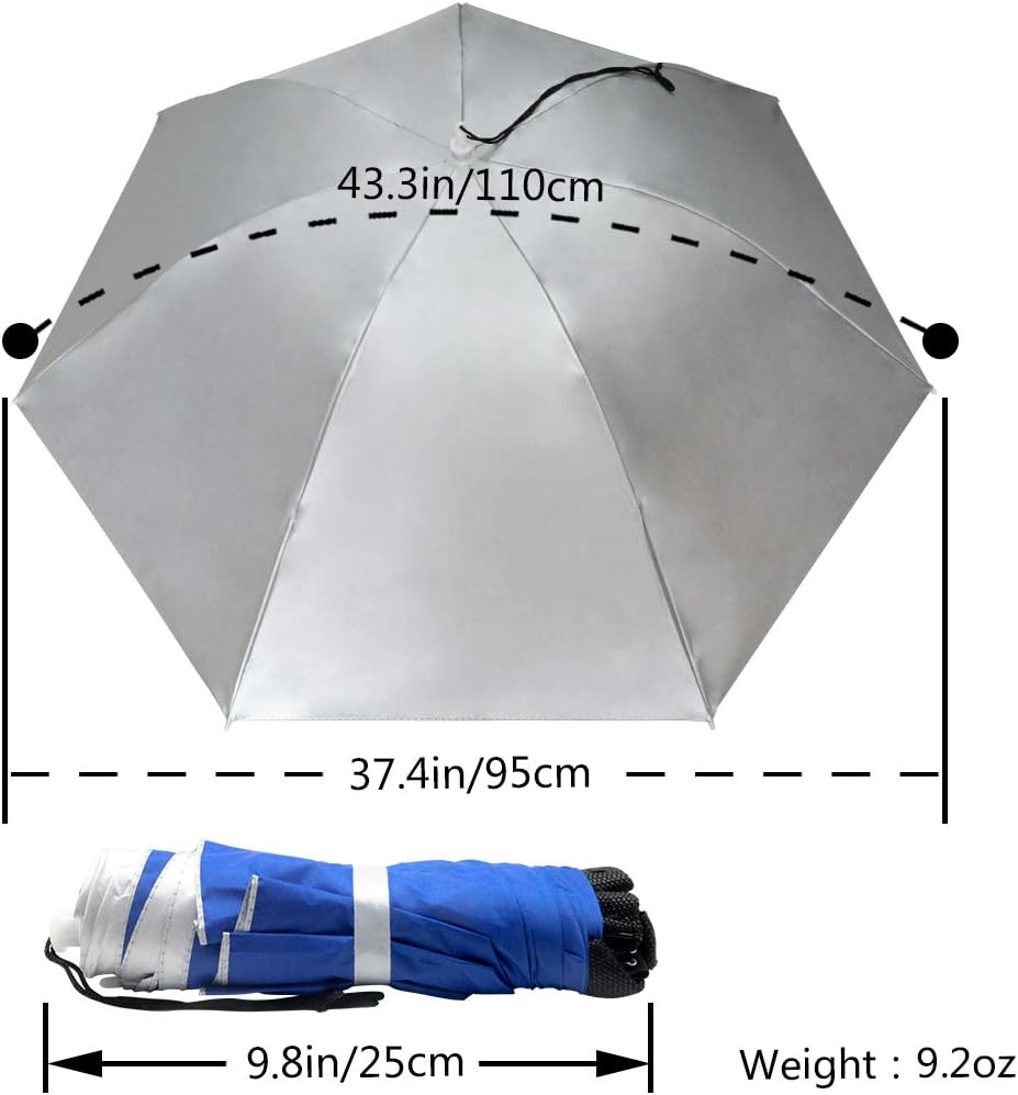 Fishing Umbrella Hat Folding Adjustable Sun Rain Cap, 37.4”Oversize Hands Free U