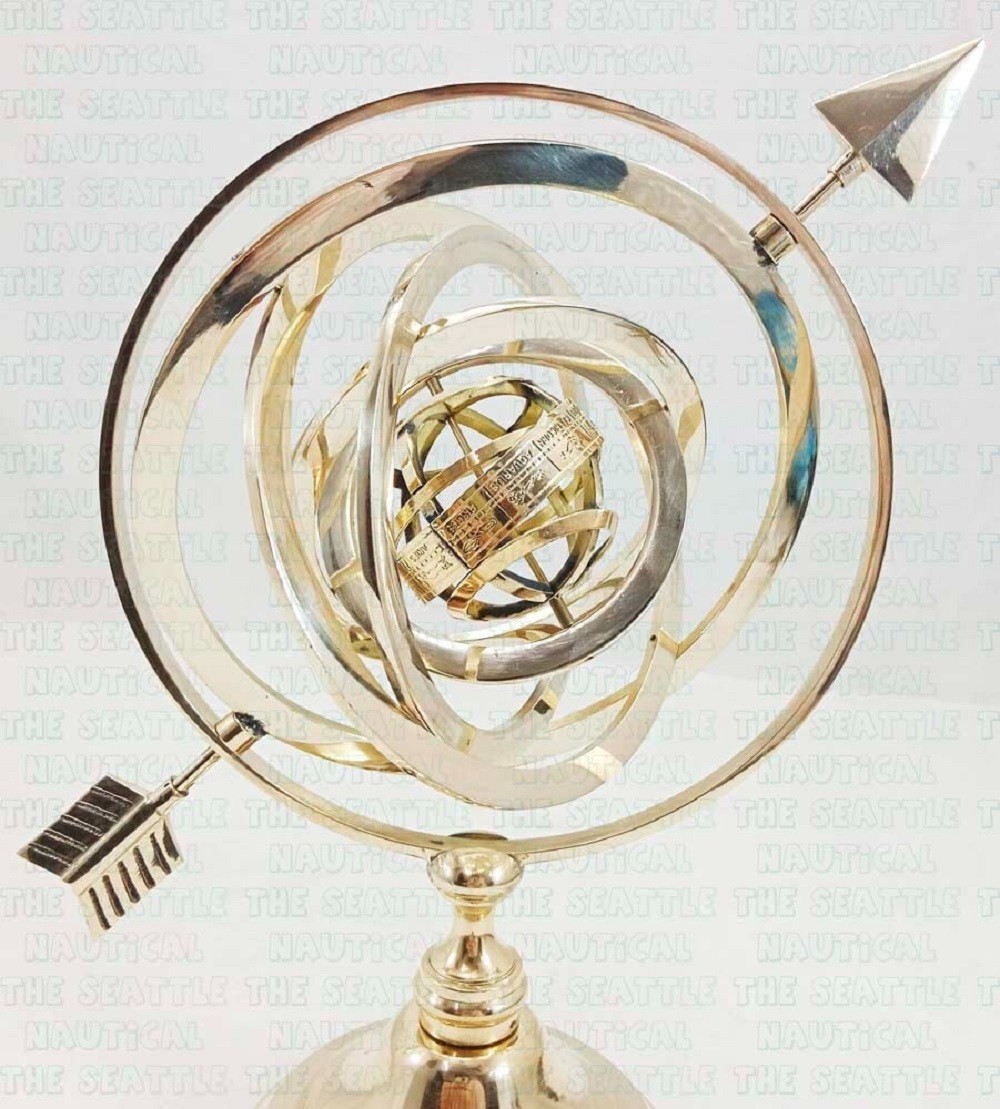 Solid Brass Armillary Sphere Astrolabe 11" Maritime Nautical Globe Collectible