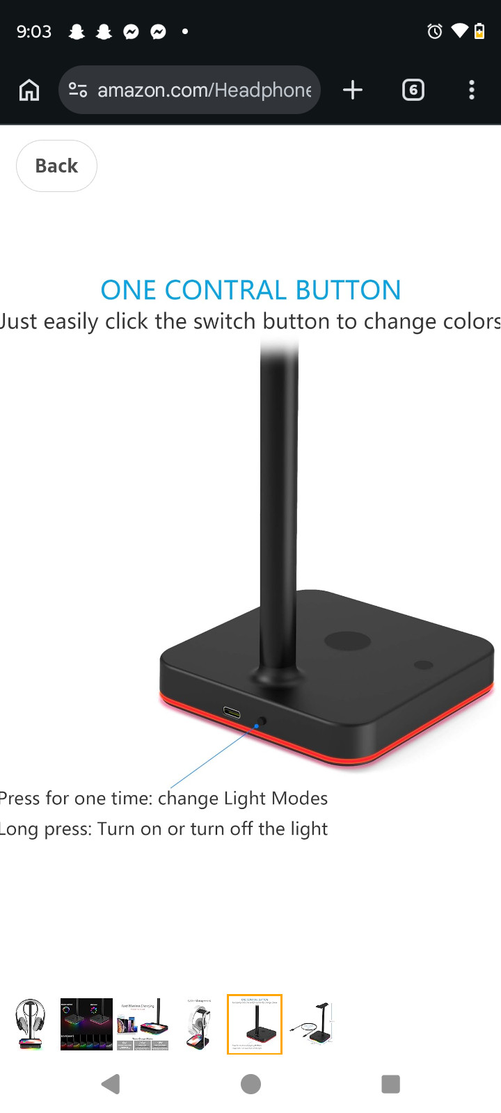 KAFRI RGB Headphone Stand with Wireless Charger Desk Gaming Headset Holder Hange