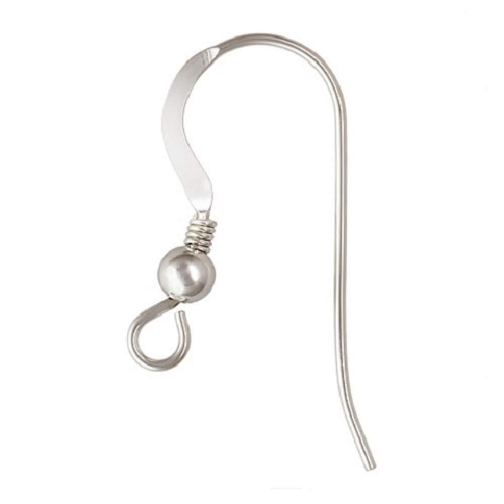 10pcs Sterling Silver .925 French Hook Ear Wires Coil Ball Bead 22 Gauge