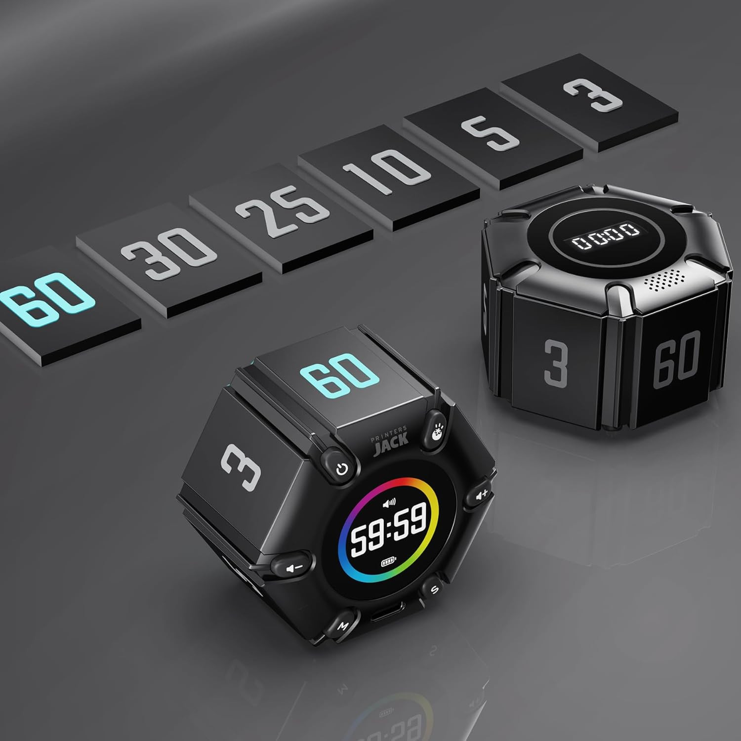 Jack Pomodoro Timer - Productivity Cube, Visual Focus Timer, Mute & Vibration &