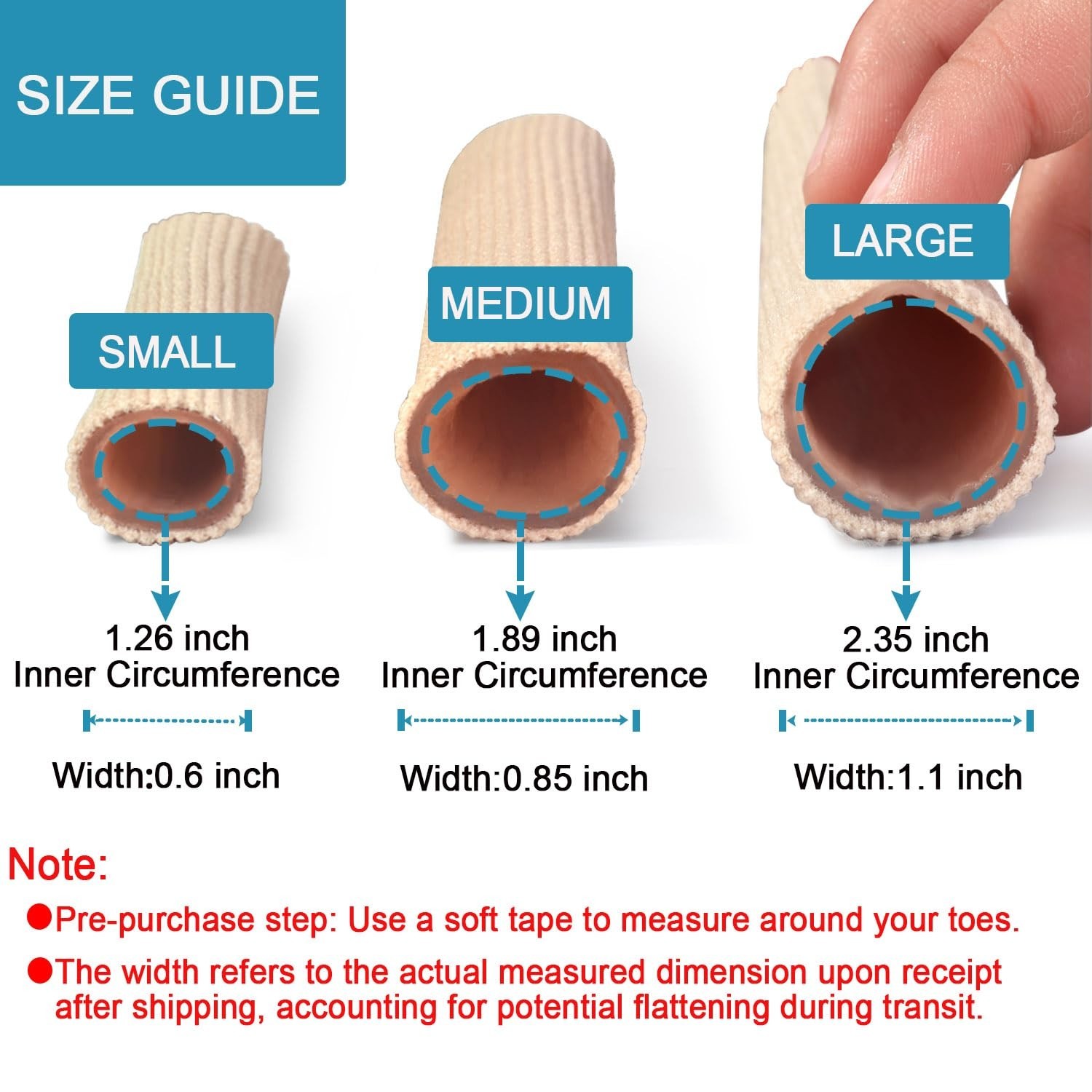 Stretchable Toe Tube Sleeves 5 Pack