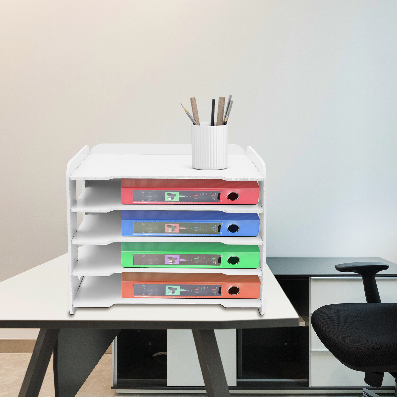 Stackable File Organizer Tray Desk Desktop Paper Document Tray Holder 5 Tiers