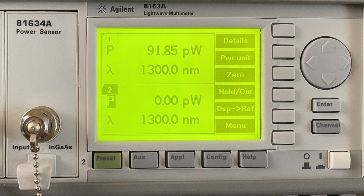 Agilent 81634A Optical Power Sensor InGaAs, 10dBm to -110dBm, Low PDL