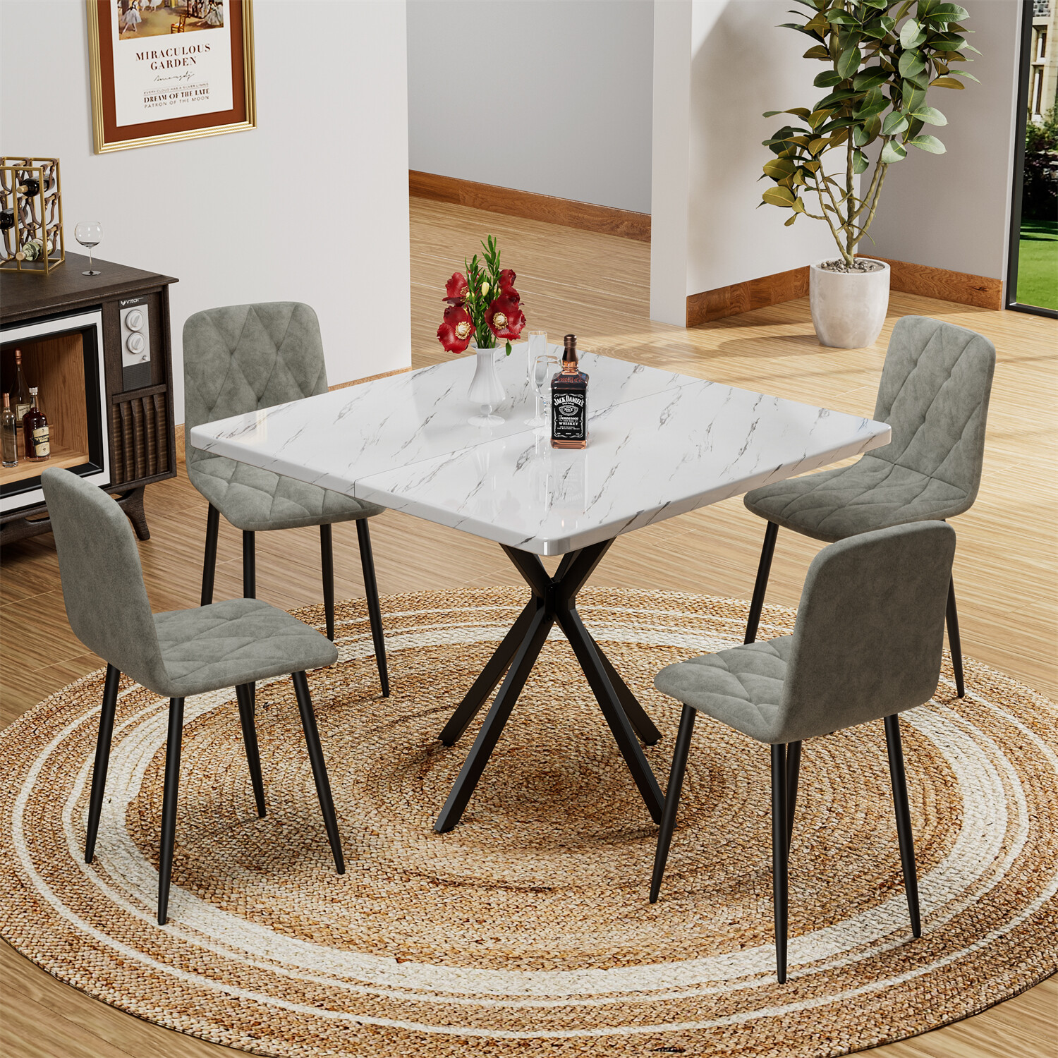 Modern Dining Table Square Dining Table Kitchen Dining Room Table For 4-6 Person