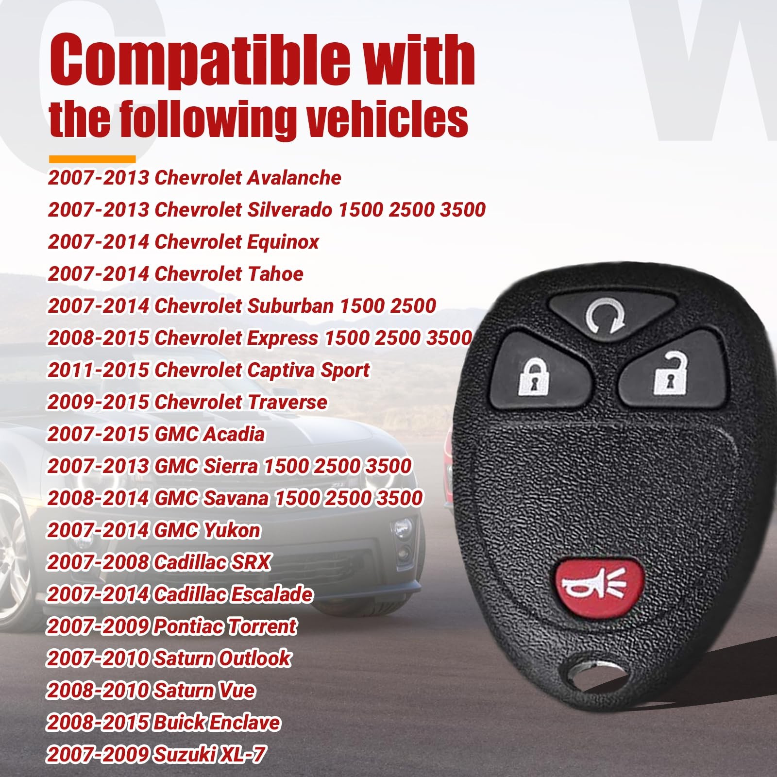 Key Fob Remote Replacement 2 Pack Car Keyless Entry Control