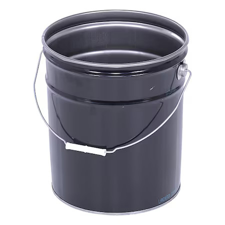 Zoro Select Pail-Stl-Ri 5 Gal Pail W/ Lining, Steel, Black, Pail-Stl-Ri
