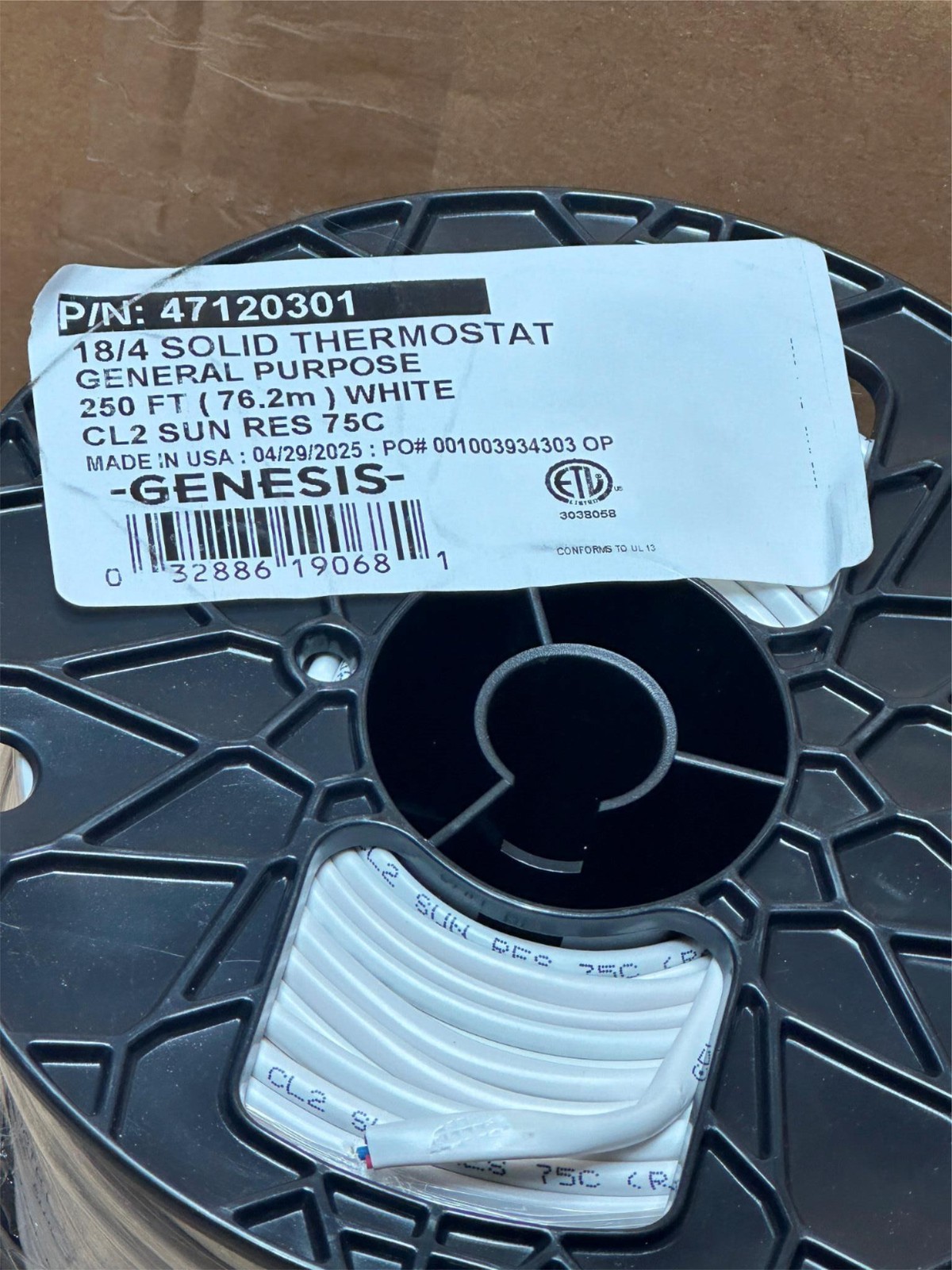 250' Genesis White 18/4 Solid Thermostat General Purpose Wire Cable