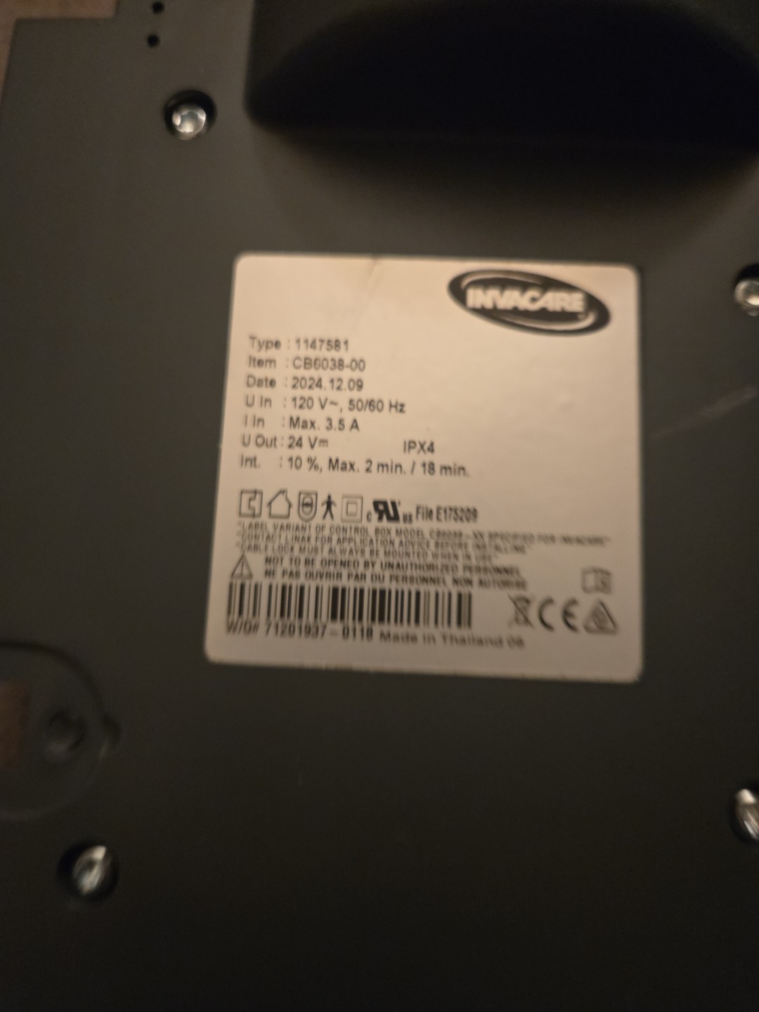 Invacare CS3 / CS5 Junction Control Box Brand New # 1159601