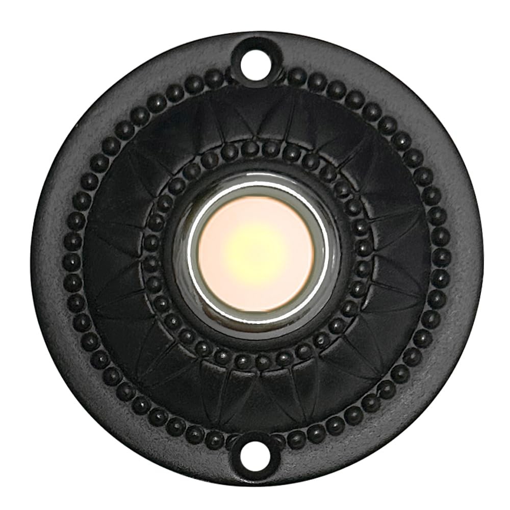 Wired Iron Classic LED Lighted Doorbell Push Button Switch 2.3" For Chime Black