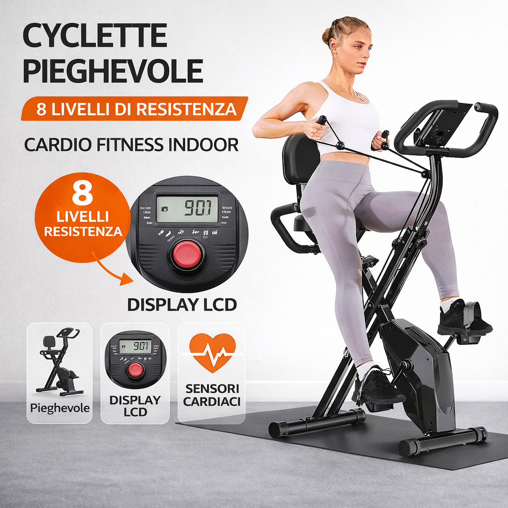 Folding Bicycles Fitness Bike 8 Levels Folding Home Bike Folding Home