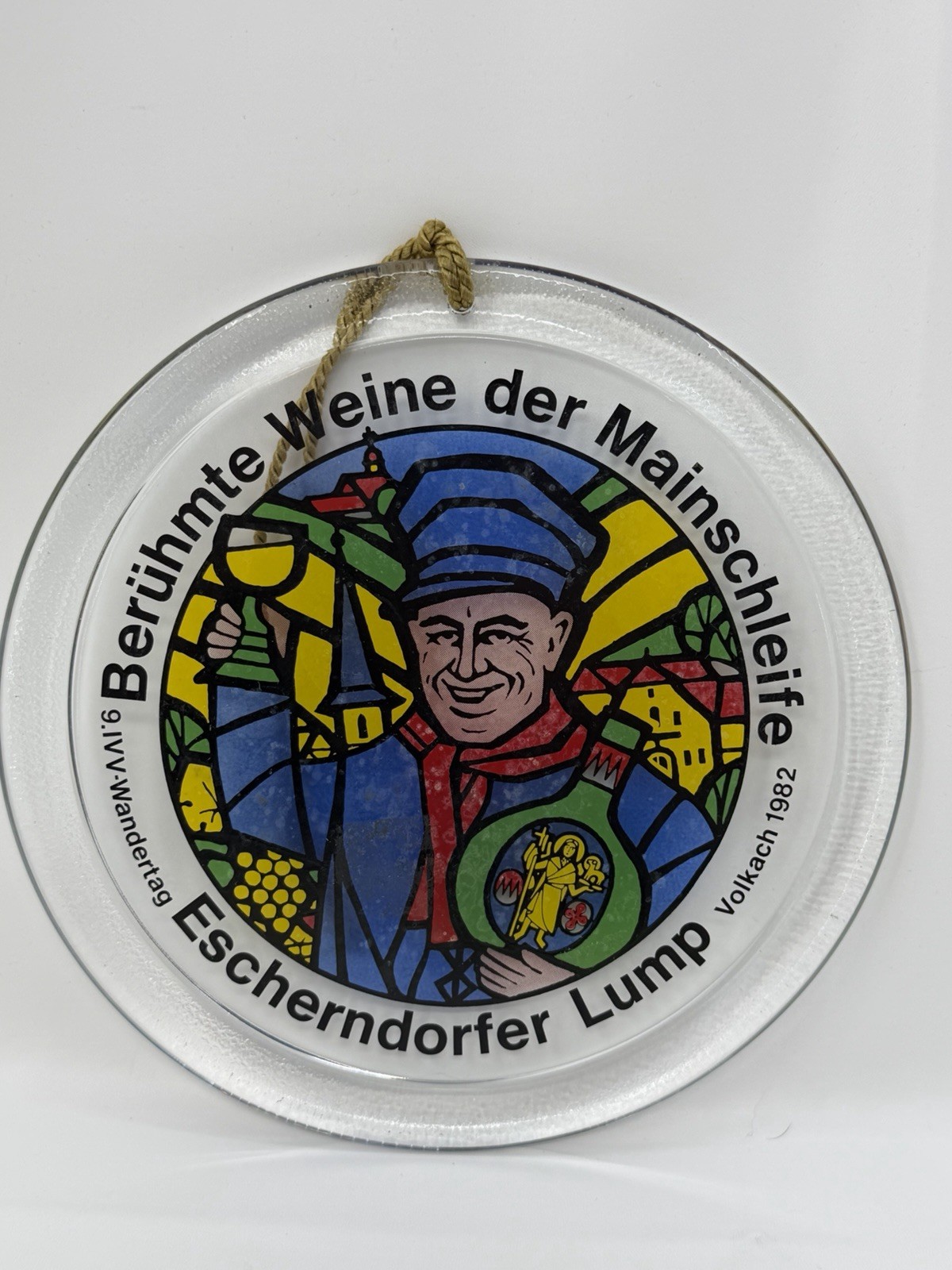 Hiking day Volkach 1982 wines the Main loop Germany Painted Glass Sun Catcher