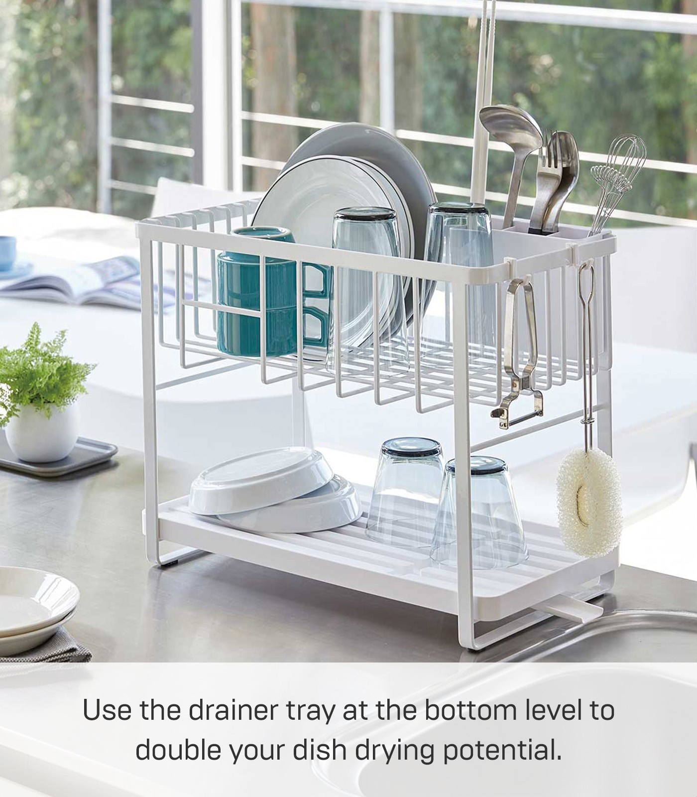 Yamazaki Home TOWER Two-Tier Wire Dish Rack
