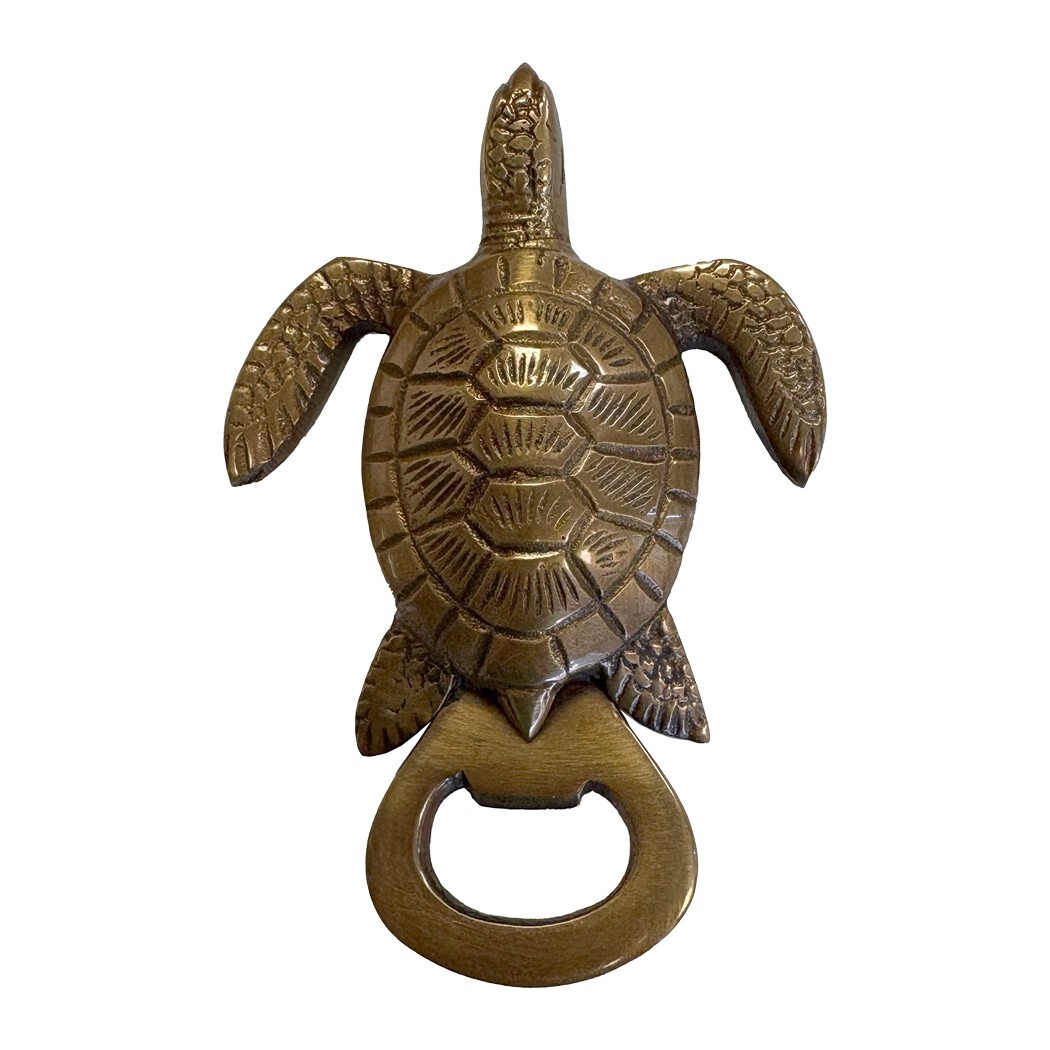 4-3/4" Antiqued Brass Sea Turtle Bottle Opener,  Coastal Barware