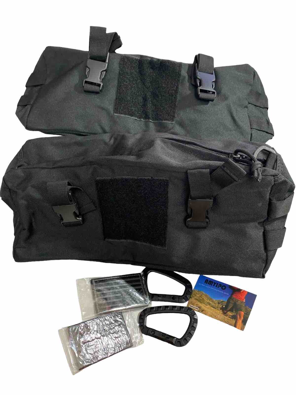 2 Amyipo Molle Pouch Tactical Large Capacity Pack Bag Black 14x6x4"